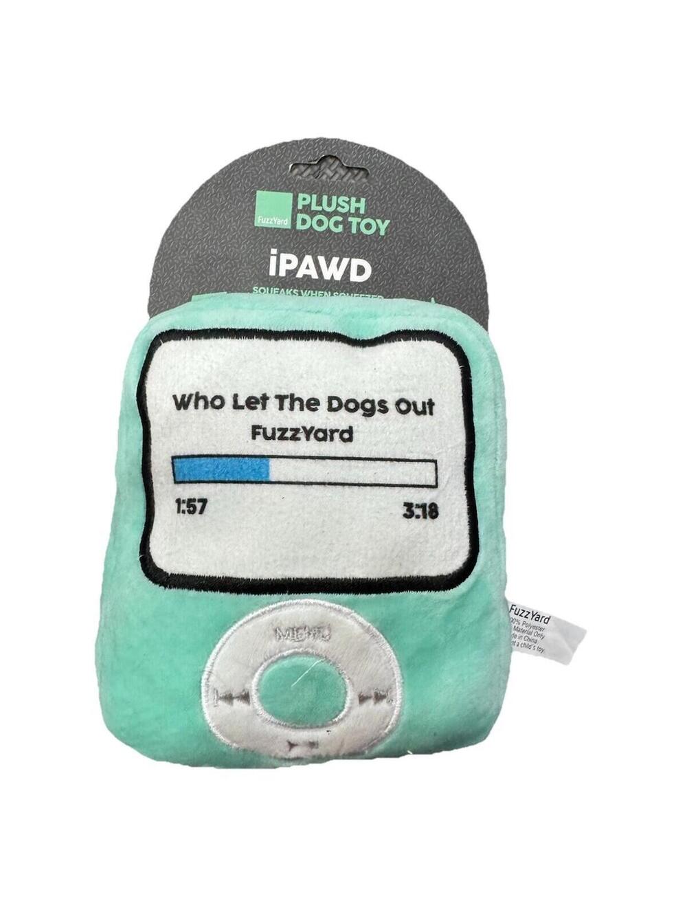 (RGB3) FuzzYard iPawd Interactive Plush Dog Toy Squeaky Parody Music Player
